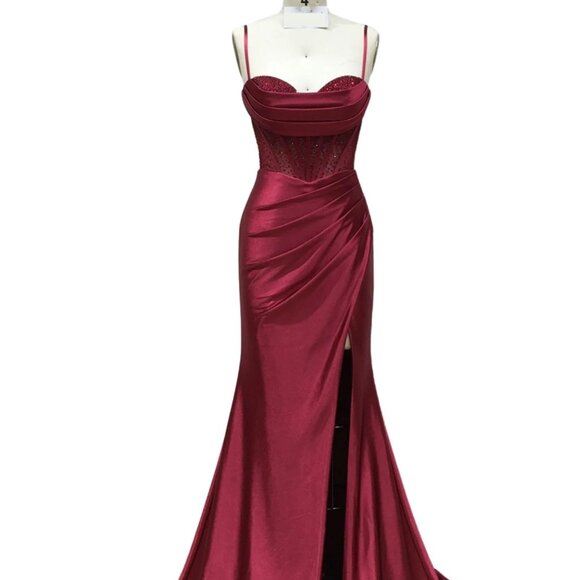 New Sheath Sleeveless Sophisticated Dress w/ Pleated Sweetheart Neck TC TL3048L - Picture 1 of 8